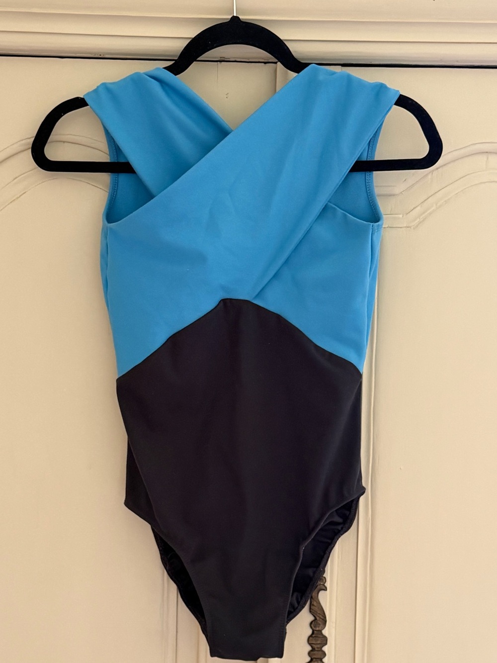 Dance Leotard Two-Tone Blue and Black Cross-Back